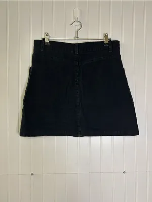 Altar'd State Black Corduroy Front-Zip A-Line Skirt Size Medium thumbnail 2