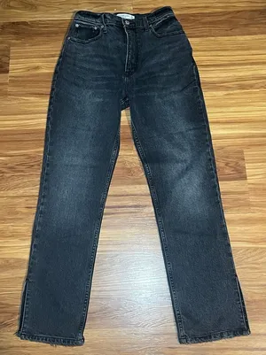 Abercrombie & Fitch The 90's Straight Ultra High Rise Size 26/2s Black Washed thumbnail 1