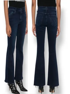 MOTHER The Weekender Fray in Chip On My Shoulder Dark Wash MidRise Flare Jean 28 thumbnail 3
