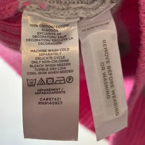 LOFT Women's Size S Birdie Golf Pink Gray Striped Pullover Sweater Embroidered thumbnail 7