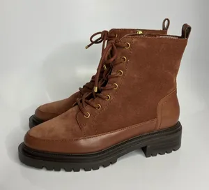 Vince Camuto Leasa brown‎ leather lace up boots women's size 6.5 combat moto thumbnail 1
