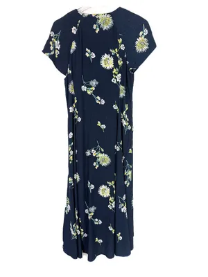 Free People Lost in You Floral Midi Dress Button Hi-lo Navy Blue Size Small S thumbnail 11