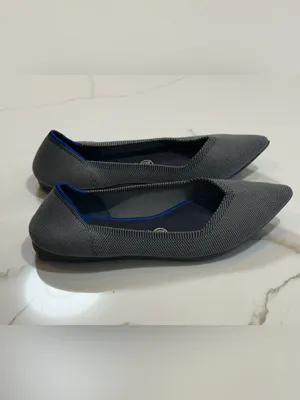 Rothy's The Point Cloud Grey Birdseye Pointed Toe Flat Size W8.5 thumbnail 12
