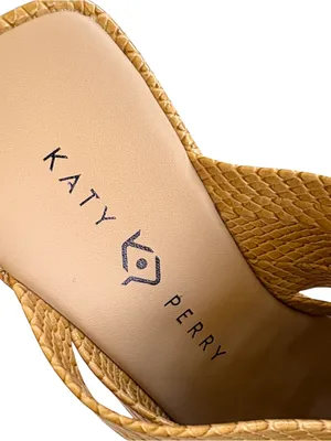 EUC Katy Perry Busy Bee Platform Criss Cross Strap Sandals Tan Snakeakin Size 9 thumbnail 3
