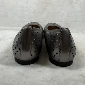Vionic Robyn Pewter Metallic Perforated Leather Ballet Flats Orthaheel 7M thumbnail 5