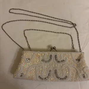 Chic Cream Beaded Clutch White thumbnail 1