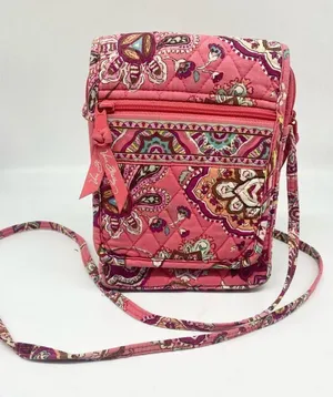Vera Bradley pink floral and paidlsely hipster crossbody bag thumbnail 1