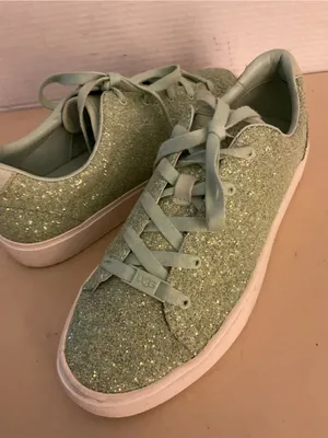 UGG women green sparkling Glitter leather Lace-Up Zilo Sneakers US 9 thumbnail 1