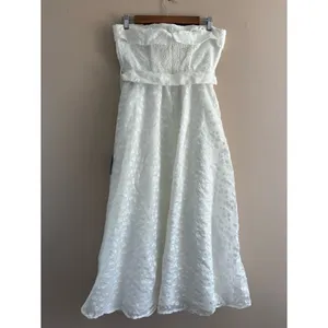 Lulus Enviable Grace White Burnout Strapless Belted Midi Dress Size Large Bridal thumbnail 5