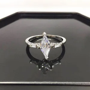 Sparkling Marquise‎ Platinum 925 Silver Simulated Diamond Ring Silver Size 6 thumbnail 10
