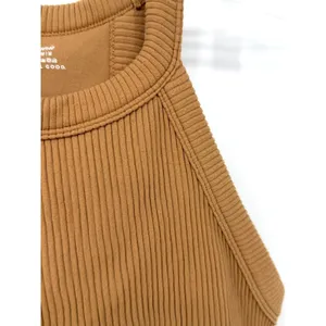 Aerie Superchill Seamless Cropped Halter Tank Womens‎ M Brown Ribbed Minimalist thumbnail 8
