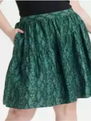 Ava & Viv Emerald Green Textured Circle Skirt thumbnail 1