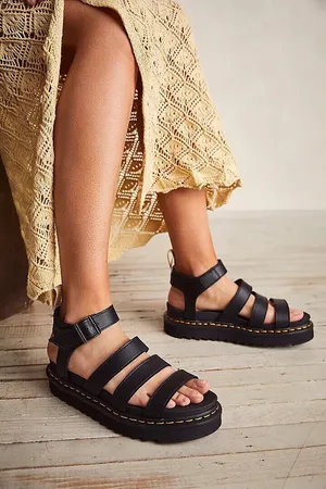 NWT Dr. Martens Black Blaire hydro leather Platform Gladiator Sandals. Size 7 thumbnail 1