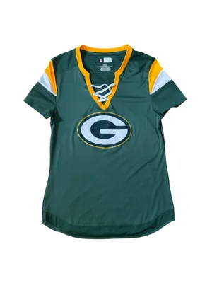 NFL Team Apparel Jersey Top Small Green Bay Packers Lace Up Tunic HiLo Sporty thumbnail 2