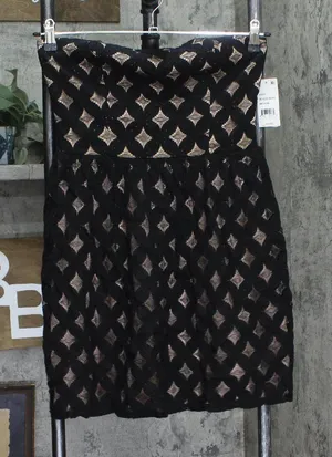 Jump Apparel Juniors Bandeau Lattice-Lace Fit & Flare Dress Black / Nude M thumbnail 1