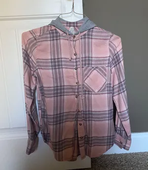 flannel hoodie Pink thumbnail 1