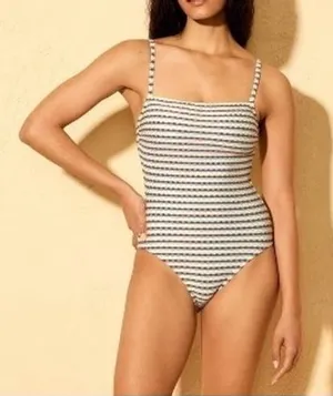 Shade & Shore Womens Striped Textured One Piece Swimsuit XS NWT Beach Vacation thumbnail 1