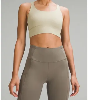 Lululemon Energy Longline Bra Sz 6 in Tan Beige Color thumbnail 1