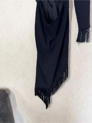 Misha Collection Women’s Lana Fringe Cutout Dress Cocktail Party in Black 4 thumbnail 5