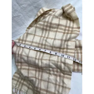 Burberry Novacheck Beige Cream Cashmere Knit Fringe Scarf thumbnail 4