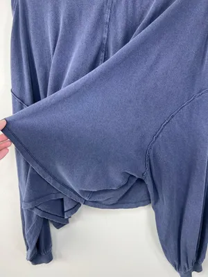 Free People We The Free Buffy Tee Shirt Blue Oversize Crop Long Sleeve Cotton XS thumbnail 13