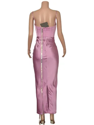 HOUSE OF CB Charmaine Corset Satin Maxi Dress, Pink, Small thumbnail 7