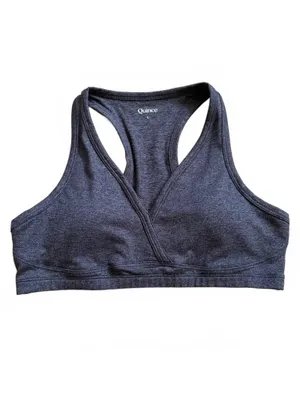 Quince Ultra Soft V-Neck Racer Back Bra Heathered Charcoal Women's Size Large thumbnail 2