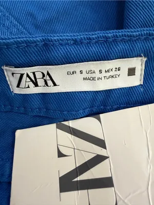 NWT Zara Blue Denim Wrap Asymmetrical Skort, Sz Small thumbnail 8