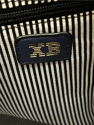 XB Navy Blue Nylon Tote Bag Laptop Travel Shoulder Purse Gold Hardware thumbnail 3