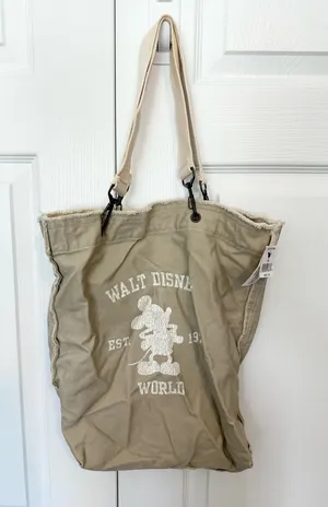 Y2K NWT Walt Disney World Beige Canvas Tote Bag thumbnail 1