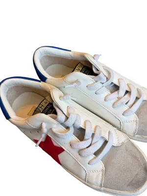 Vintage Havana White Blue Star Suede Toe Cap Leather Sneakers Low Size 8 Women's thumbnail 11