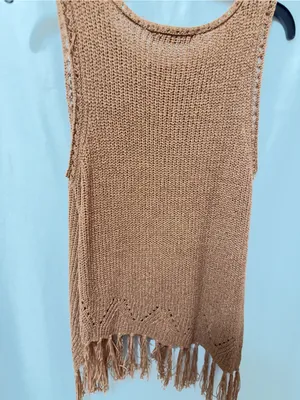 Fore Ellie Sleeveless Knit Crochet Fringe bottom top-medium thumbnail 10