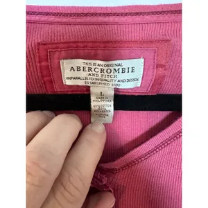 Abercrombie Fitch‎ VTG Womens Ribbed Henley T Shirt Baby Doll Moose Logo Size L thumbnail 3