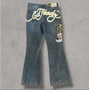 Ed Hardy Embroidered New York City Blue Denim Jeans Slim Flare thumbnail 4