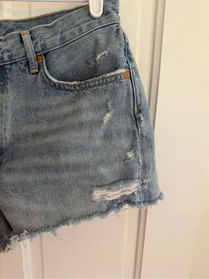 AGOLDE Parker‎ Denim Shorts Size 29 High Rise Distressed Raw Hem Button Fly thumbnail 5