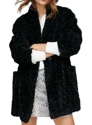 Aritzia Wilfred Free Grete Teddy Coat Fuzzy Jacket Size Medium Black thumbnail 1