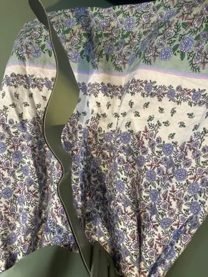 LOFT Linen Blend Floral Midi Dress Women L Blue Cottagecore Belted Pockets thumbnail 3