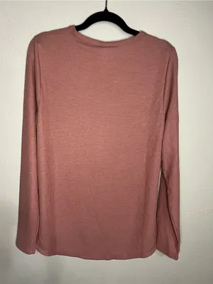 Athleta Wind Down Sleep Thermal Palermo Pink‎ Waffle Knit Henley Lounge Top thumbnail 7