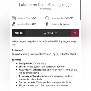 Lululemon Women's Size‎ 6 Keep Moving Jogger Rhino Gray New thumbnail 9