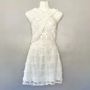 SABO Kailyn White Textured Halter Cutout Mini Dress US 4 thumbnail 2