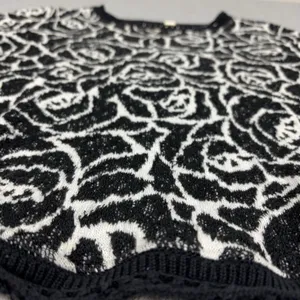 Anthropologie MOTH Sweater Womens Small Black Floral 3/4 Sleeve Open Knit thumbnail 2