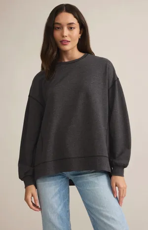 NWT! Z Supply Charcoal Gray Oversized Sweatshirt thumbnail 1