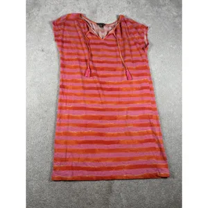 tommy bahama pink orange stripe linen blend dress medium t shirt dress Tunic thumbnail 7