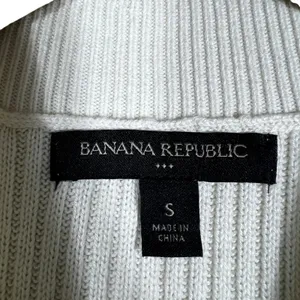 Banana Republic Mock Neck Chevron Ribbed Sweater Tank White Minimalist Size S thumbnail 6