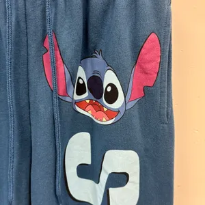 Disney Lilo & Stitch Teal Blue Fleece Jogger Sweatpants Small Graphic Print‎ thumbnail 5
