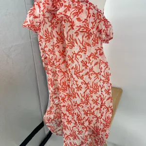Milly Coral and White Strapless Dress coverup thumbnail 3