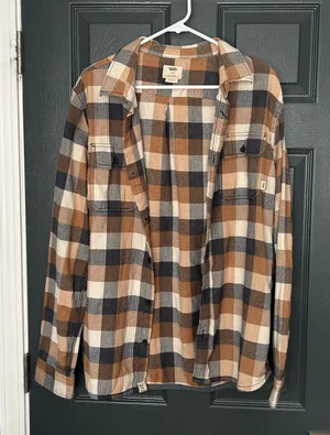 Vans Brown and Cream Plaid Flannel Shirt thumbnail 1
