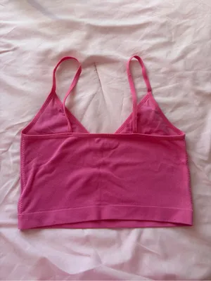 Garage Bright Pink Ribbed Cropped Cami thumbnail 2