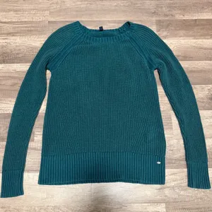 American‎ Eagle Green Shaker Knit Crew Neck Raglan Sweater Size Small thumbnail 1