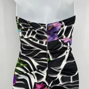 Cache Strapless Floral Zebra Mermaid Gown Size 2 Black Vintage Y2K Prom Party thumbnail 7
